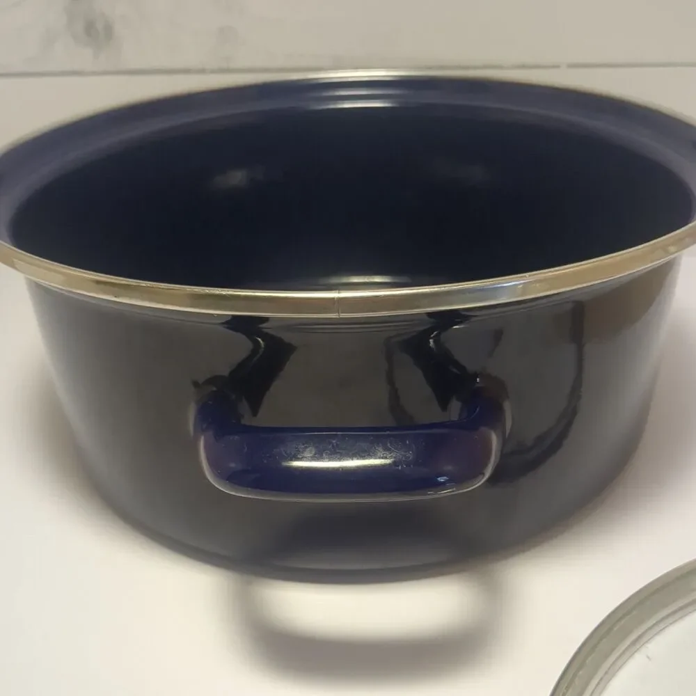 Vintage Chantal Cobalt Blue 5 Qt Dutch Oven Enamel On Steel 